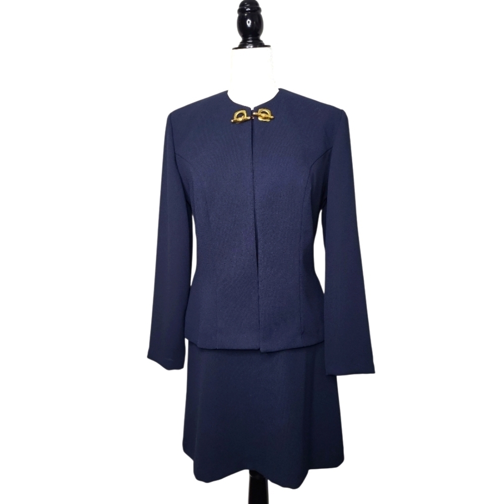 Vintage Joseph Ribkoff Women's 3ps Set Size 6/8 Top/Skirt/Jacket Blue